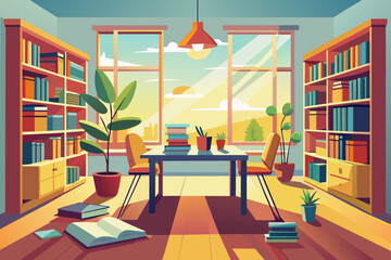 bright library study sense of space minimalist p