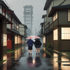 rain japan street
