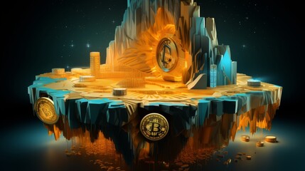 Bitcoin price chart showing fluctuating trends and the fall and rise in detailed graphs