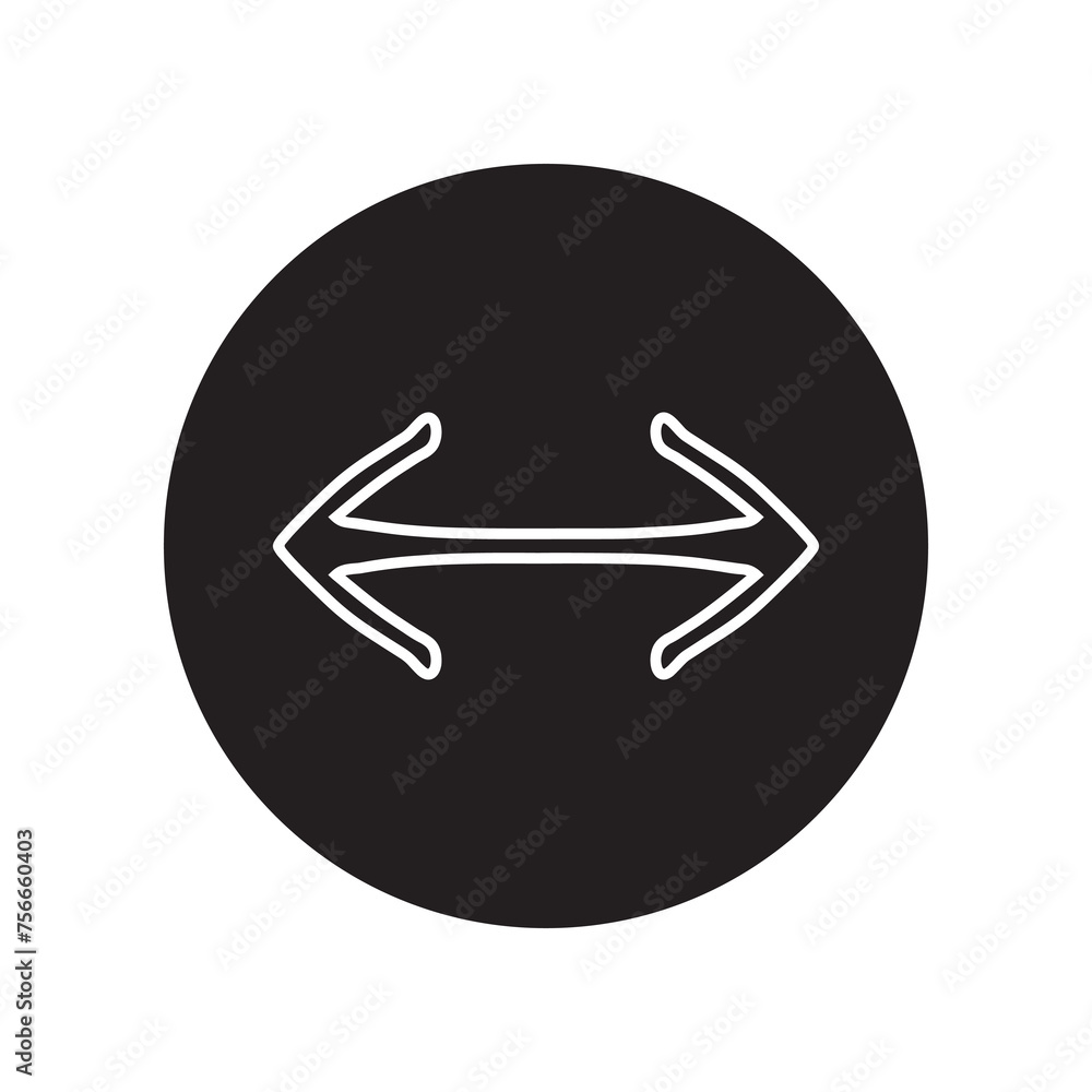 Poster double arrow icon vector. two side arrow logo design. two opposite horizontal arrow vector icon illu