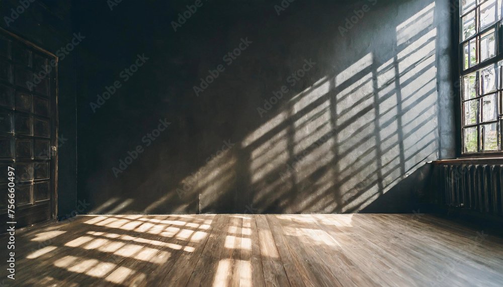 Poster prepare to be captivated as a single spotlight bathes an empty black room in its luminous glow, crea