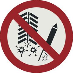 PROHIBITION SIGN PICTOGRAM, DO NOT SET OFF FIREWORKS ISO 7010 ? P040.eps