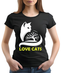 Cat silhouette Vector T-shirt Design