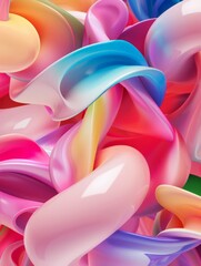 A close-up view of a vibrant bunch of colorful balloons, showcasing their various hues and textures.