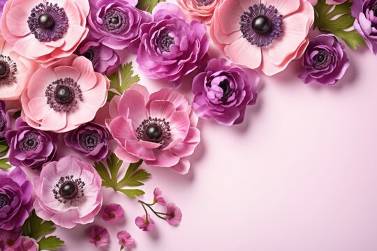 Vibrant and purpleemone flowers with soft and dark, ideal for backgrounds or designs