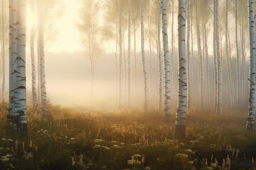 morning fog in the forest