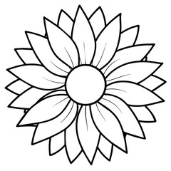 Line  art  design Of  beautiful  Sunflower