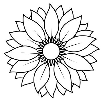 Line  art  design Of  beautiful  Sunflower