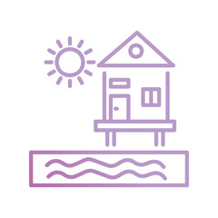 beach house icon with white background vector stock illustration