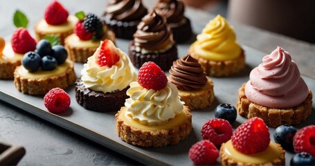 Illustrate a scene featuring an epic dessert spread with unique and tasty treats. Pay meticulous attention to the details of each dessert, exploring textures and colors-AI Generative