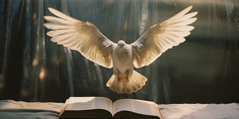 New Testament Holy Spirit. Jesus Christ. Communion, baptism. Christian religious. Sermon. Dove of...