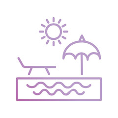 beach icon with white background vector stock illustration