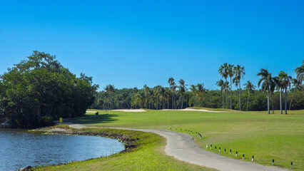 View of a beautiful golf course in Florida in the United States