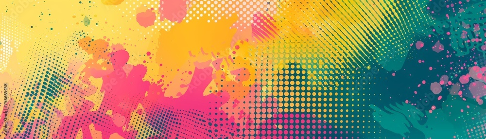 Poster vivid abstract grunge backdrop with dynamic halftone dots