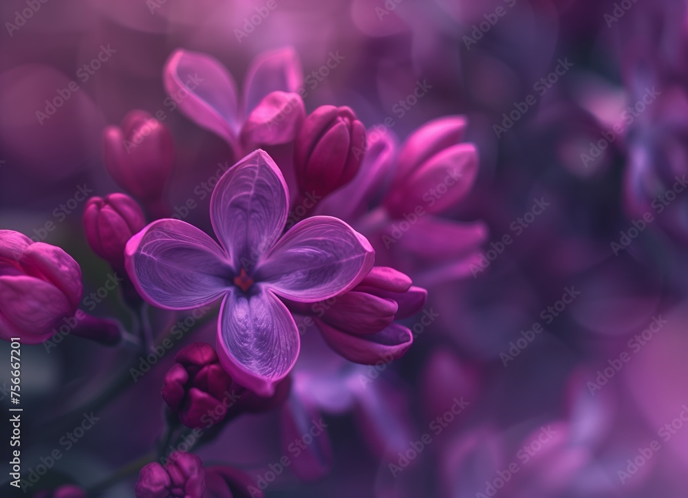 Poster Dreamy Lilac Blossoms: Close-Up of Delicate Flowers for Springtime Backgrounds