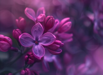 Fototapeta na wymiar Dreamy Lilac Blossoms: Close-Up of Delicate Flowers for Springtime Backgrounds