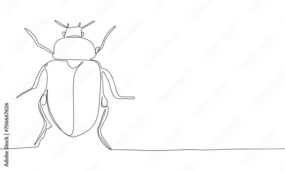 Poster bug one line continuous. line art bug isolated on transparent background. hand drawn vector art.
