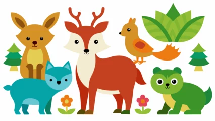 Fotobehang woodland animals vector illustration © Radha