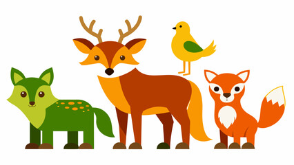 woodland animals vector illustration