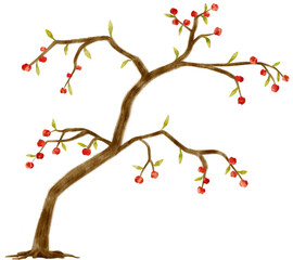 Autumn Tree watercolor illustration for Decorative Element