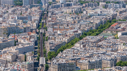 Top view of Paris skyline from observation deck of Montparnasse tower timelapse. Paris, France