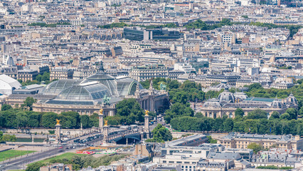 Top view of Paris skyline from observation deck of Montparnasse tower timelapse. Paris, France
