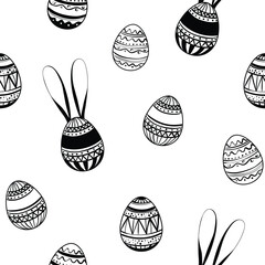 Seamless Easter pattern with various eggs
