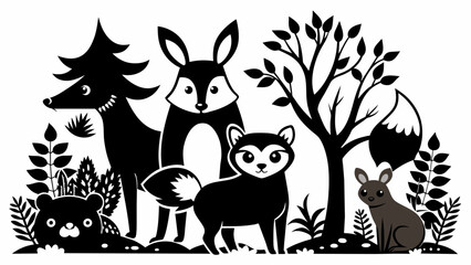 woodland animals vector illustration