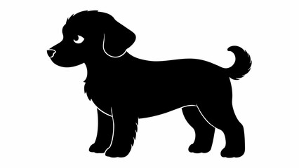 baby dog silhouette on white background