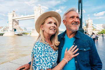 Happy senior couple spending time together in London city
