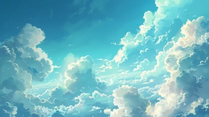 Fototapeta na wymiar Serenity of clouds and sky - A calming image of a bright sky adorned with fluffy clouds evoking tranquility