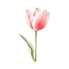 A pink tulip watercolor isolated on white