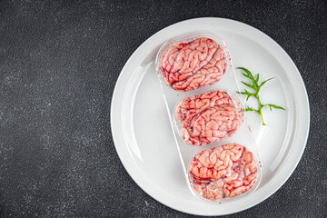 pork brain raw edible offal meat fresh food tasty eating cooking appetizer meal food snack on the table copy space food background