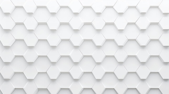 Panoramic wall of white hexagon background