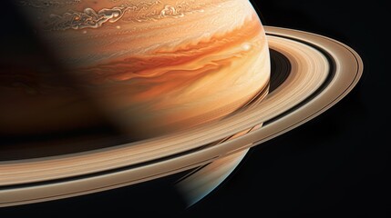 Landscape with Saturn planet in sky with stars. Fantasy space wallpaper with planet over the land. Sci-fi.
