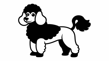 poodle clipart black and white withe white background vector illustration
