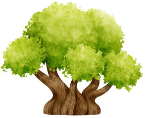 Tree watercolor illustration for Decorative Element