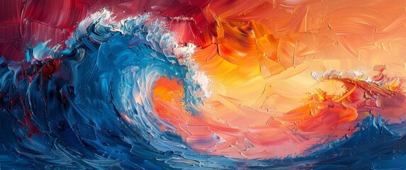 Abstract painting of waves 