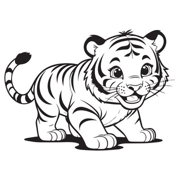 Tiger coloring page line art design