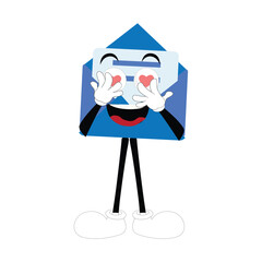 envelope, mail, illustration, mascot, cartoon, message, letter, communication, paper, happy, cute, post, funny, face, postal, sticker, isolated, comic, send, smile, correspondence, emotion, e-mail, lo
