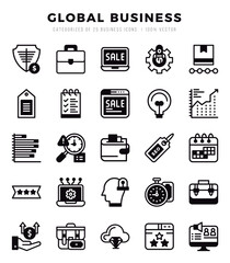 Global Business Icon Pack 25 Vector Symbols for Web Design.