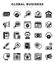 Global Business Icon Bundle 25 Icons for Websites and Apps