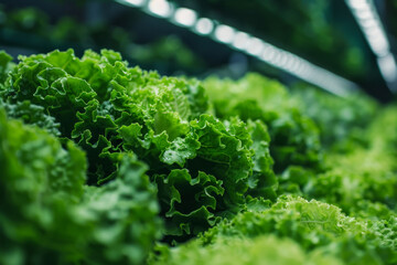 Sustainable vertical agriculture, lettuce growing in a controlled environment, eco-friendly farming concept