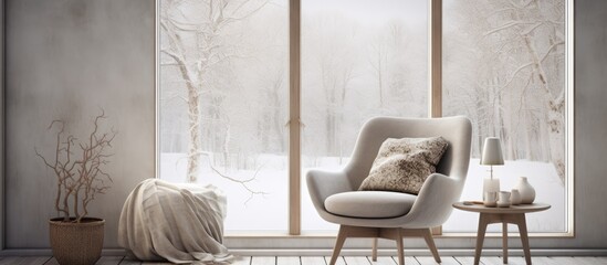 Scandinavian interior design with chair and window view.