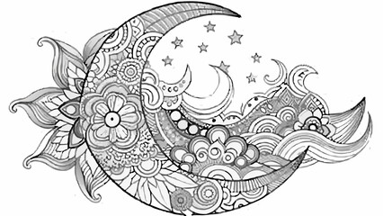 hand drawn mystical moon vector illustration