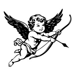 Cherub with Bow and Arrow Vector Illustration
