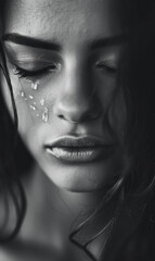 Poignant Portrait of a Woman with Tears