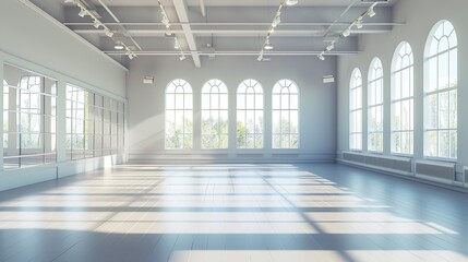 Modern dance fitness classroom with lights and shades background