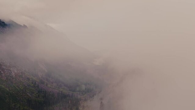 Foggy Reveal of Blodgett Canyon in Bitterroot Mountains, Montana