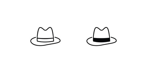 fedora hat icon with white background vector stock illustration - obrazy, fototapety, plakaty